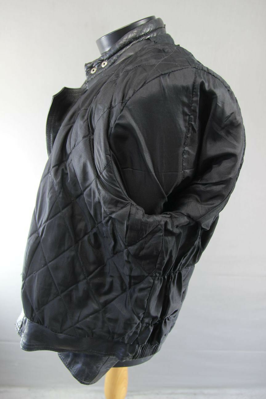 CLASSIC BLACK COWHIDE LEATHER AKASO BIKER JACKET 42 INCH