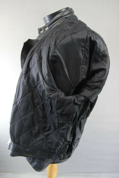 CLASSIC BLACK COWHIDE LEATHER AKASO BIKER JACKET 42 INCH