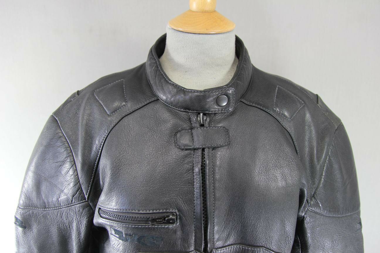 CLASSIC BIKO BLACK LEATHER BIKER JACKET WITH REMOVABLE CE ARMOUR: SIZE 10