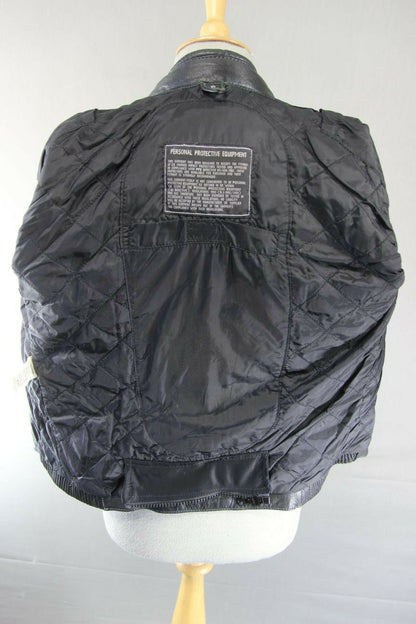 CLASSIC BIKO BLACK LEATHER BIKER JACKET WITH REMOVABLE CE ARMOUR: SIZE 10