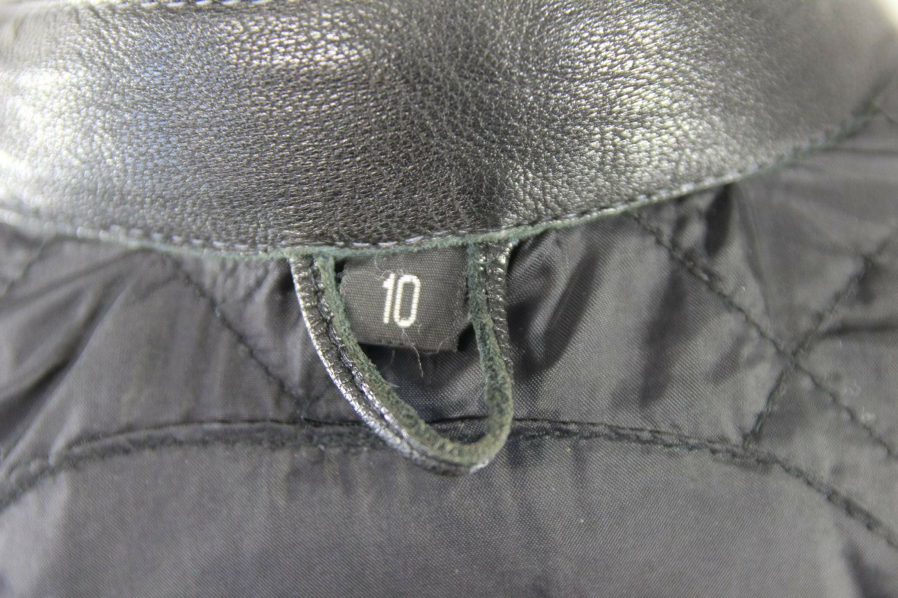 CLASSIC BIKO BLACK LEATHER BIKER JACKET WITH REMOVABLE CE ARMOUR: SIZE 10