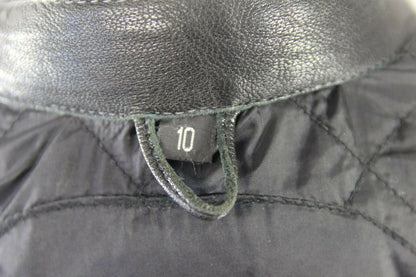 CLASSIC BIKO BLACK LEATHER BIKER JACKET WITH REMOVABLE CE ARMOUR: SIZE 10