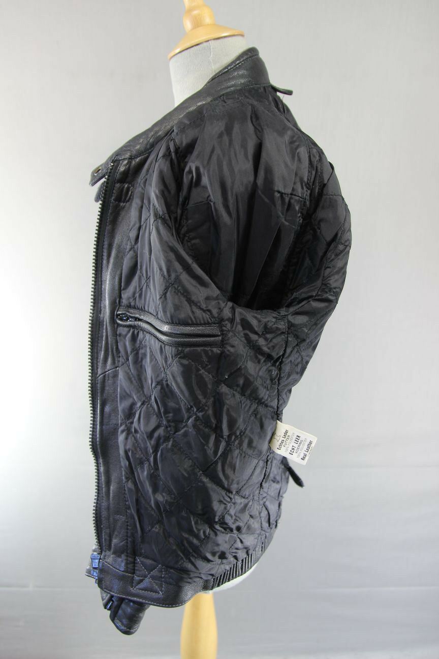 CLASSIC BIKO BLACK LEATHER BIKER JACKET WITH REMOVABLE CE ARMOUR: SIZE 10