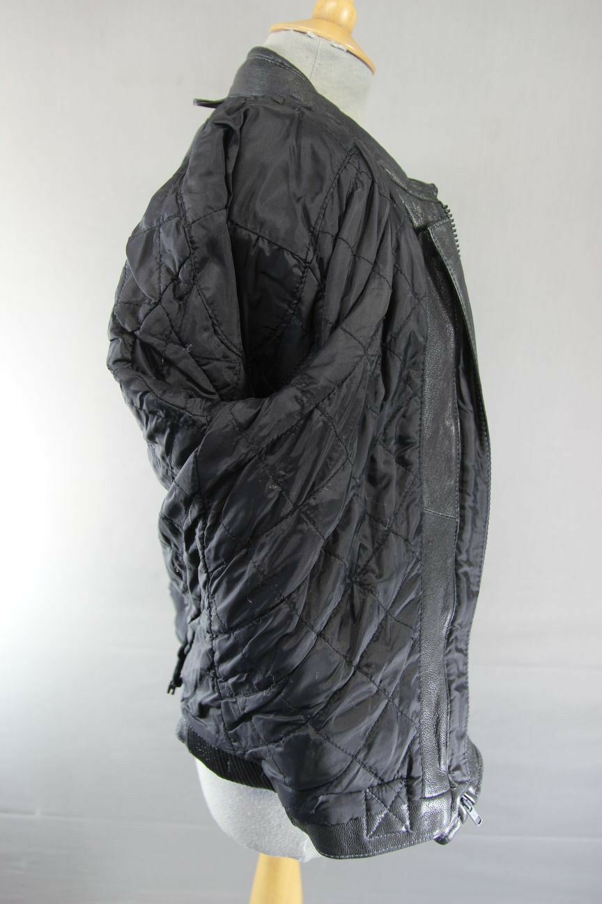 CLASSIC BIKO BLACK LEATHER BIKER JACKET WITH REMOVABLE CE ARMOUR: SIZE 10