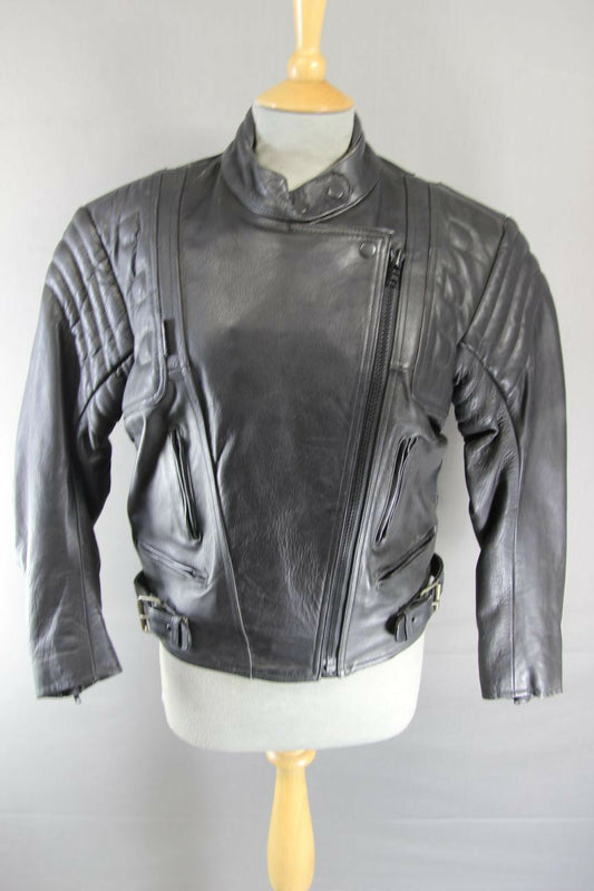 SUPERB BRITISH DESIGNED & STYLED RHINO COWHIDE LEATHER BIKER JACKET SIZE 16