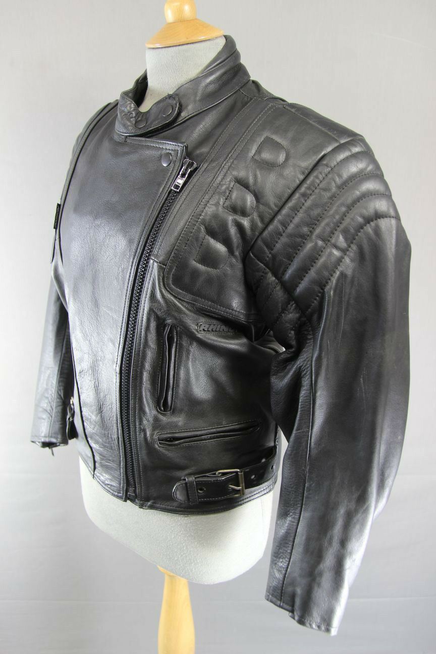 SUPERB BRITISH DESIGNED & STYLED RHINO COWHIDE LEATHER BIKER JACKET SIZE 16