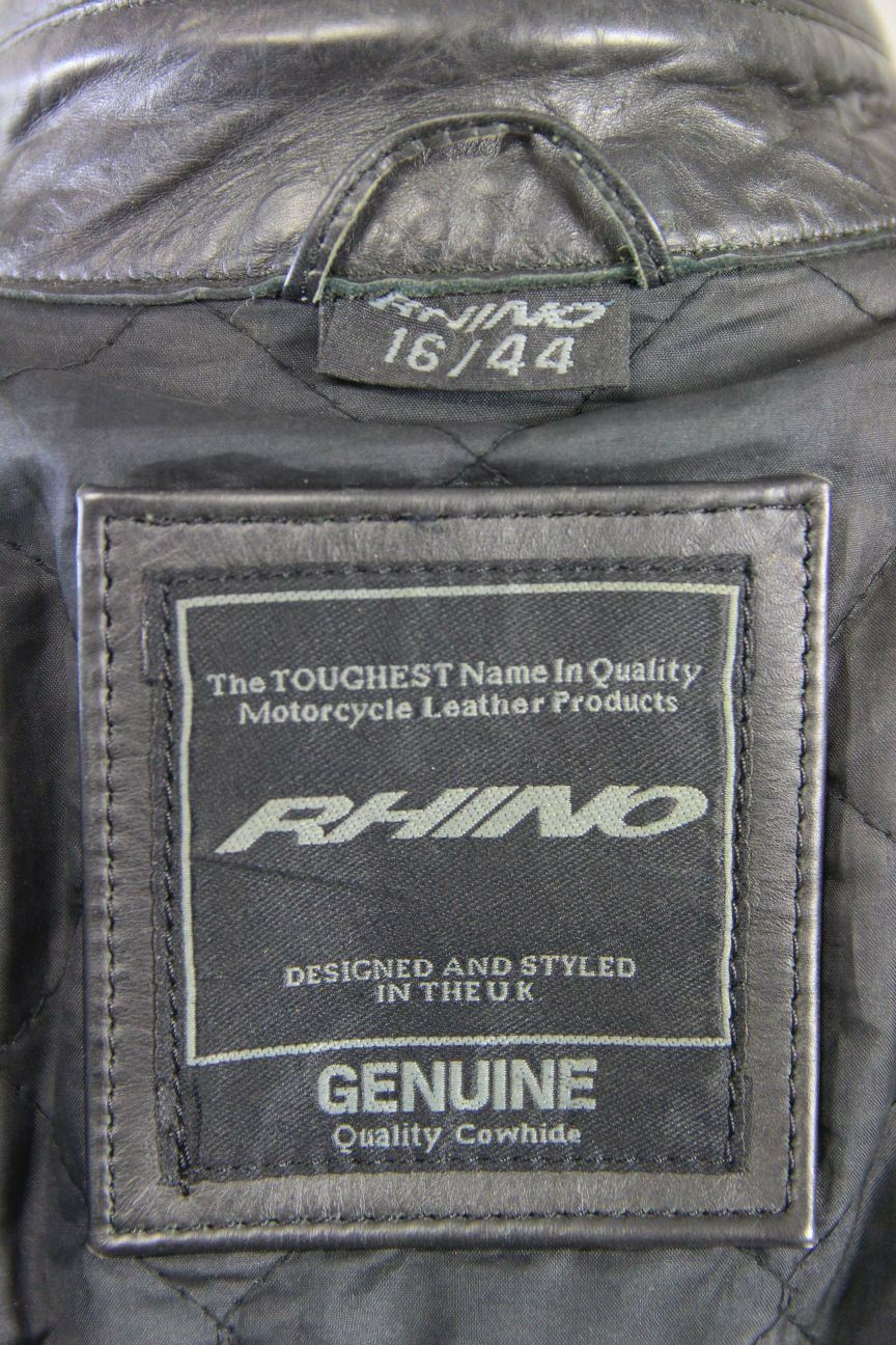 SUPERB BRITISH DESIGNED & STYLED RHINO COWHIDE LEATHER BIKER JACKET SIZE 16
