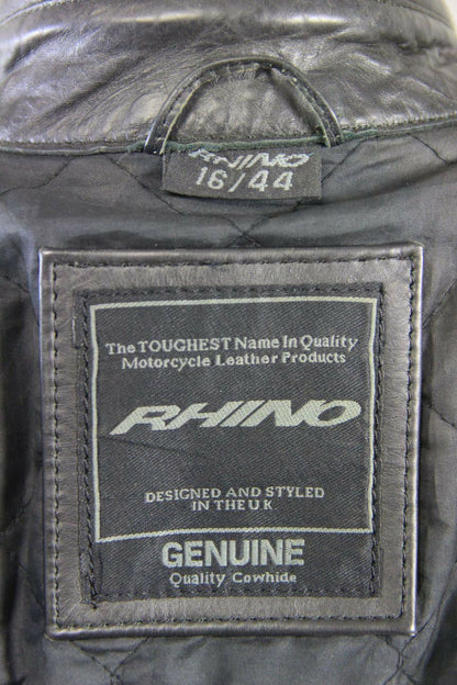 SUPERB BRITISH DESIGNED & STYLED RHINO COWHIDE LEATHER BIKER JACKET SIZE 16