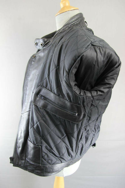 SUPERB BRITISH DESIGNED & STYLED RHINO COWHIDE LEATHER BIKER JACKET SIZE 16