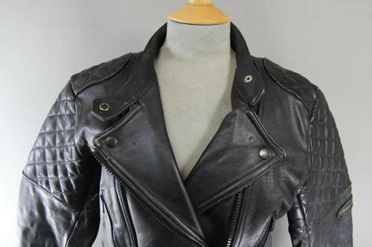 VINTAGE 1970's PUNK ROCK STYLE FIELDSHEER BLACK LEATHER BIKER JACKET: SIZE 14