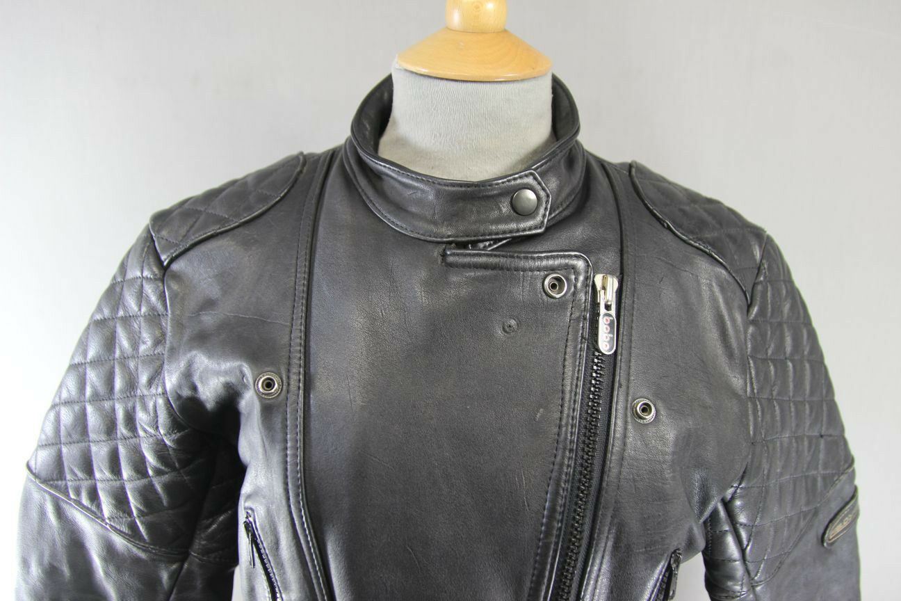 VINTAGE 1970's PUNK ROCK STYLE FIELDSHEER BLACK LEATHER BIKER JACKET: SIZE 14