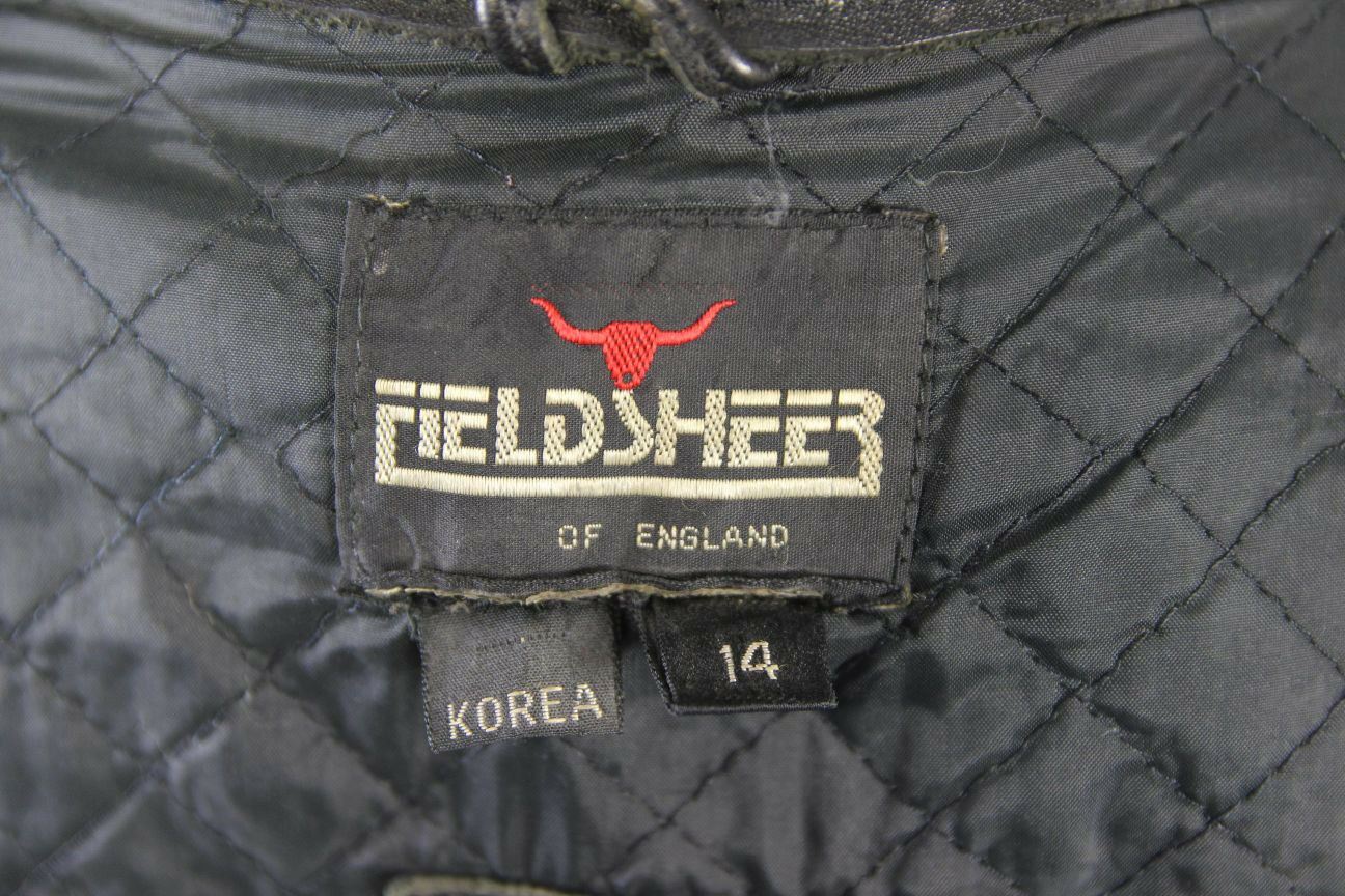 VINTAGE 1970's PUNK ROCK STYLE FIELDSHEER BLACK LEATHER BIKER JACKET: SIZE 14