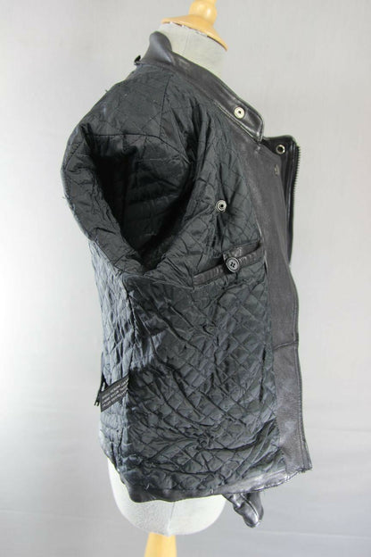 VINTAGE 1970's PUNK ROCK STYLE FIELDSHEER BLACK LEATHER BIKER JACKET: SIZE 14