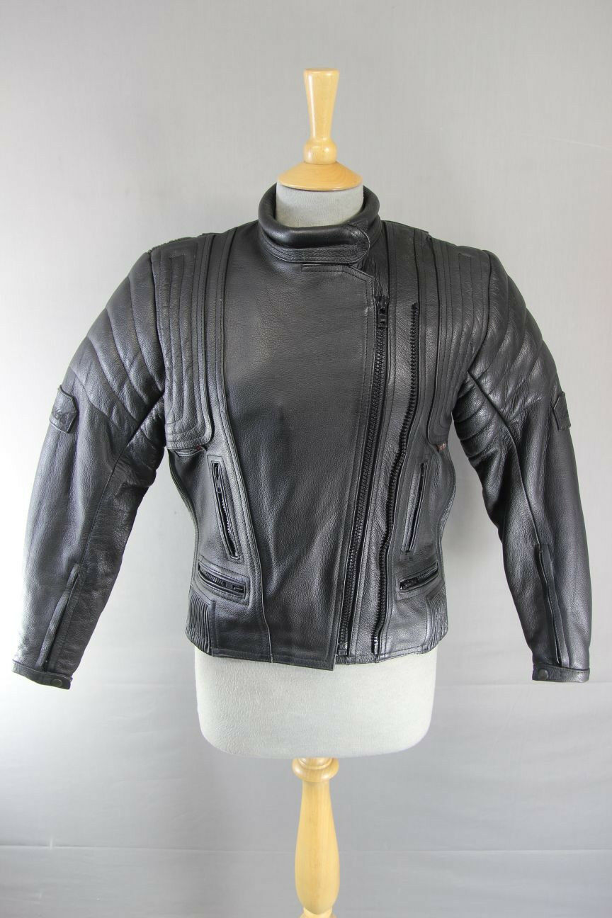 JUST BIKERS THINSULATE 3M THERMAL LINED BLACK LEATHER BIKER JACKET: SIZE 10