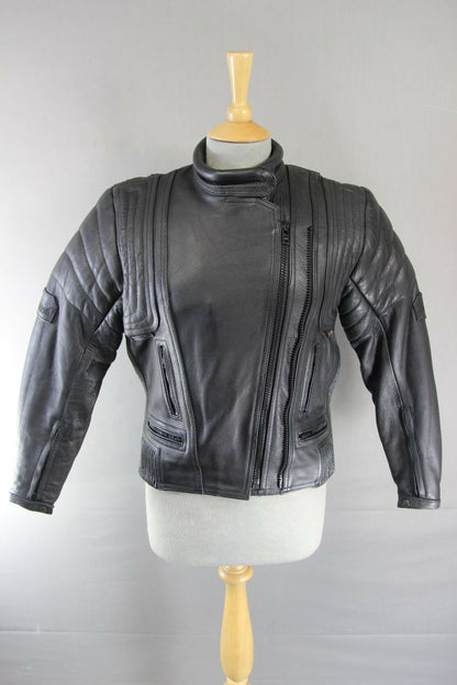 JUST BIKERS THINSULATE 3M THERMAL LINED BLACK LEATHER BIKER JACKET: SIZE 10