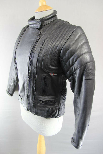JUST BIKERS THINSULATE 3M THERMAL LINED BLACK LEATHER BIKER JACKET: SIZE 10