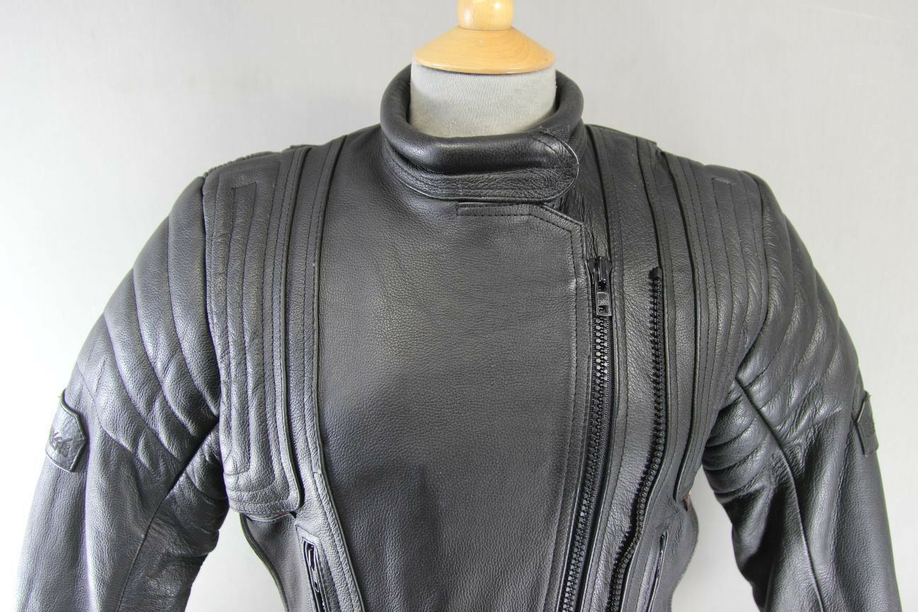 JUST BIKERS THINSULATE 3M THERMAL LINED BLACK LEATHER BIKER JACKET: SIZE 10