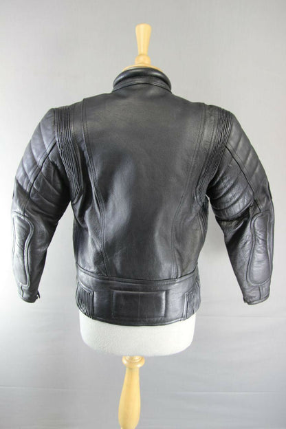 JUST BIKERS THINSULATE 3M THERMAL LINED BLACK LEATHER BIKER JACKET: SIZE 10