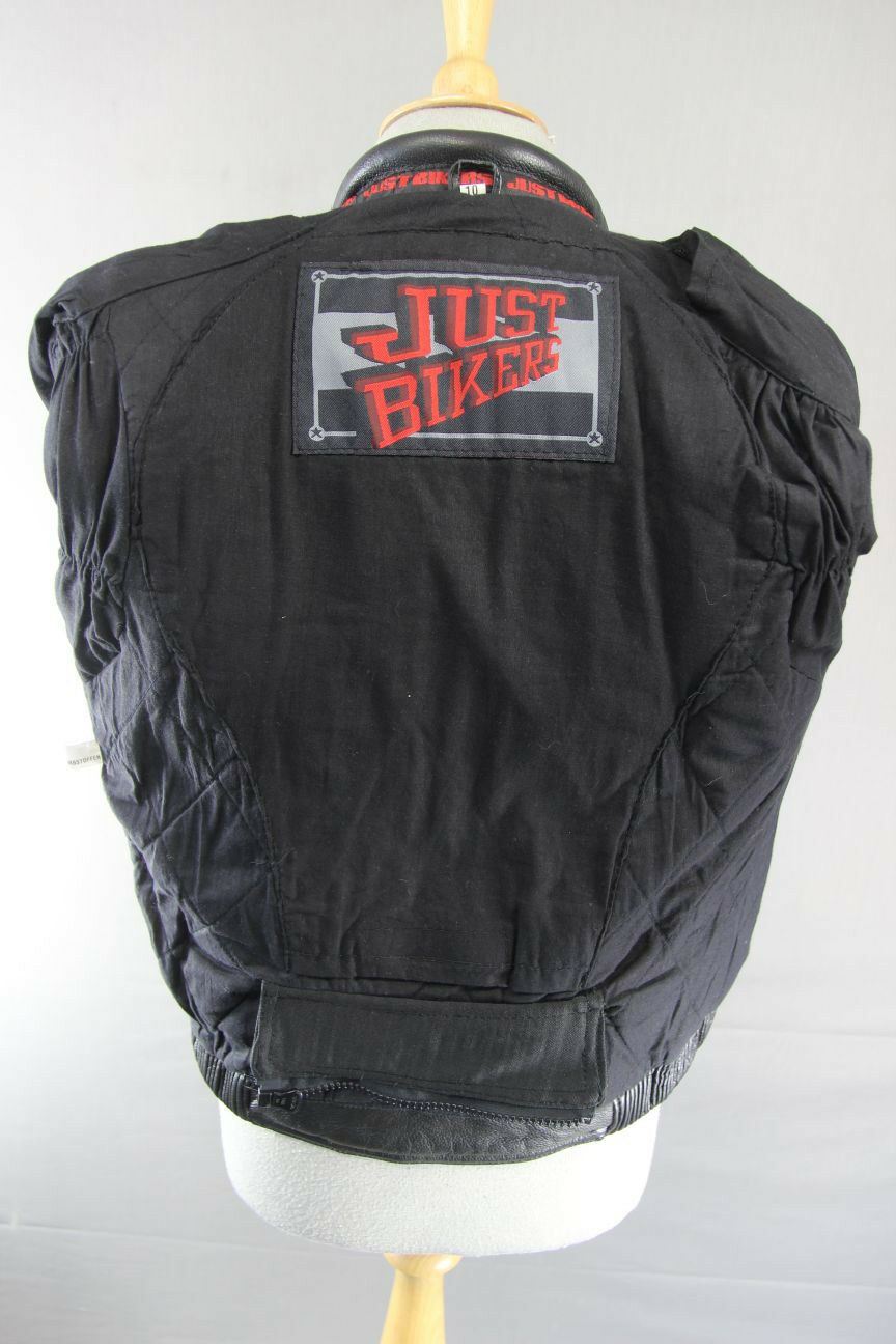 JUST BIKERS THINSULATE 3M THERMAL LINED BLACK LEATHER BIKER JACKET: SIZE 10