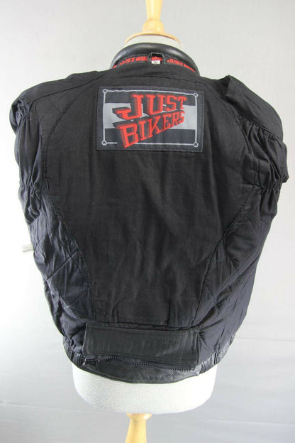JUST BIKERS THINSULATE 3M THERMAL LINED BLACK LEATHER BIKER JACKET: SIZE 10
