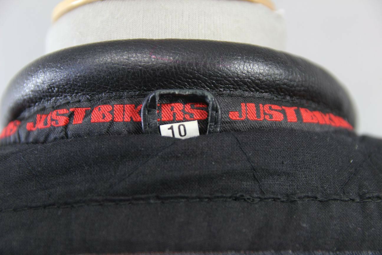 JUST BIKERS THINSULATE 3M THERMAL LINED BLACK LEATHER BIKER JACKET: SIZE 10