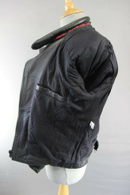 JUST BIKERS THINSULATE 3M THERMAL LINED BLACK LEATHER BIKER JACKET: SIZE 10