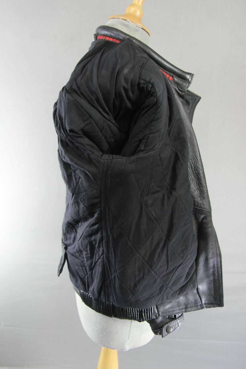 JUST BIKERS THINSULATE 3M THERMAL LINED BLACK LEATHER BIKER JACKET: SIZE 10