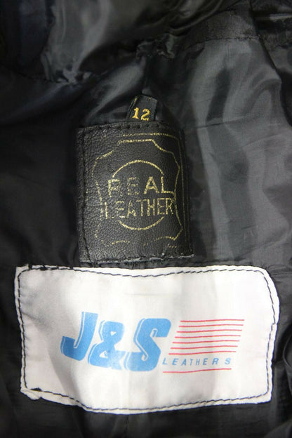 J&S CLASSIC BLACK LEATHER BIKER TROUSERS SIZE 12: WAIST 30 IN/INSIDE LEG 29.5 IN