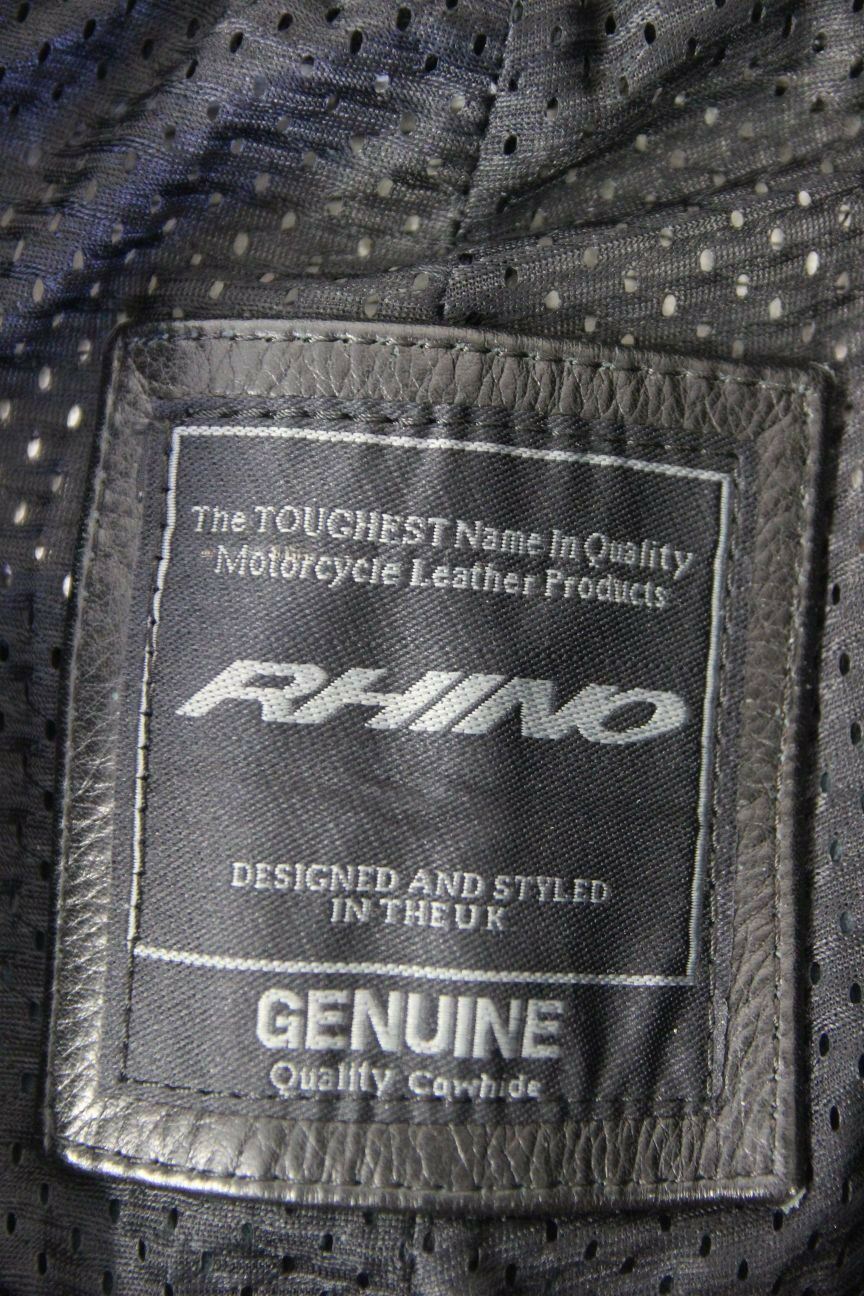 RHINO BLACK COWHIDE LEATHER BIKER TROUSERS SIZE 12: WAIST 30 IN/INSIDE LEG 29 IN