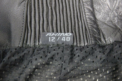 RHINO BLACK COWHIDE LEATHER BIKER TROUSERS SIZE 12: WAIST 30 IN/INSIDE LEG 29 IN