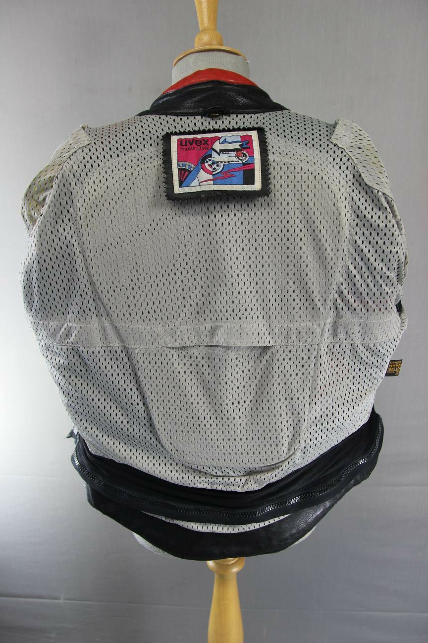 UVEX MOTORSTYLE LEATHER BIKER JACKET WITH BACK, SHOULDER & ELBOW PROTECTORS 38IN