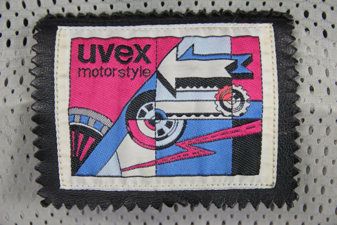 UVEX MOTORSTYLE LEATHER BIKER JACKET WITH BACK, SHOULDER & ELBOW PROTECTORS 38IN