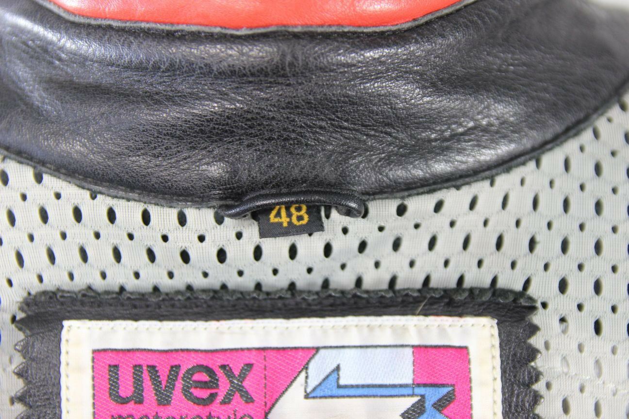 UVEX MOTORSTYLE LEATHER BIKER JACKET WITH BACK, SHOULDER & ELBOW PROTECTORS 38IN