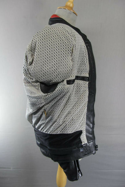 UVEX MOTORSTYLE LEATHER BIKER JACKET WITH BACK, SHOULDER & ELBOW PROTECTORS 38IN
