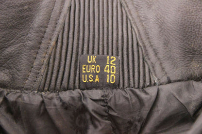 BELSTAFF BLACK LEATHER BIKER TROUSERS SIZE 12: WAIST 24 INCH/INSIDE LEG 29 INCH