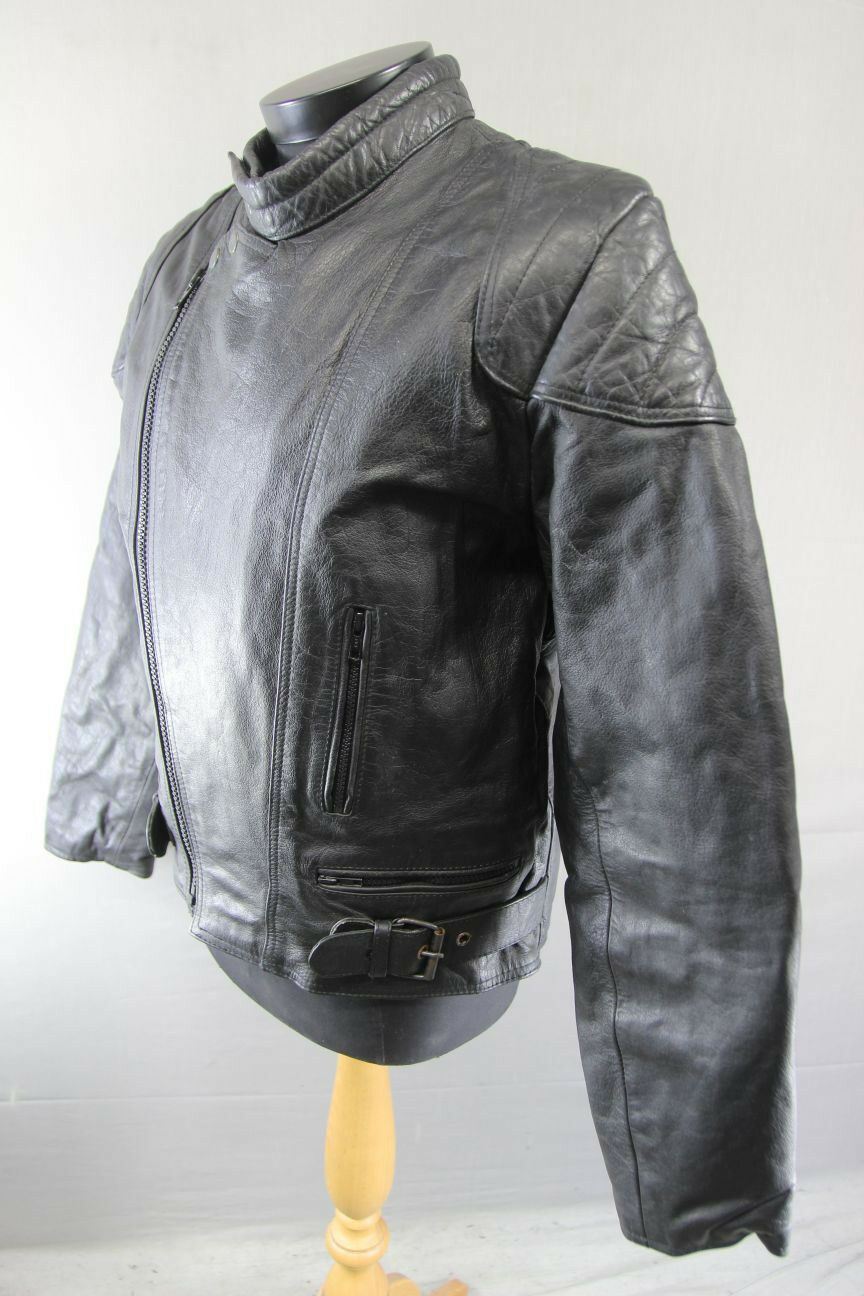 CLASSIC WADDINGTON BLACK LEATHER BIKER JACKET 40 INCH