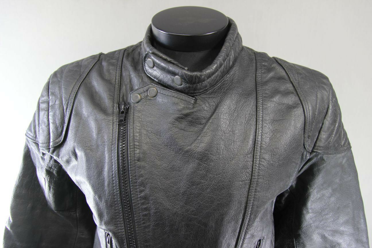 CLASSIC WADDINGTON BLACK LEATHER BIKER JACKET 40 INCH