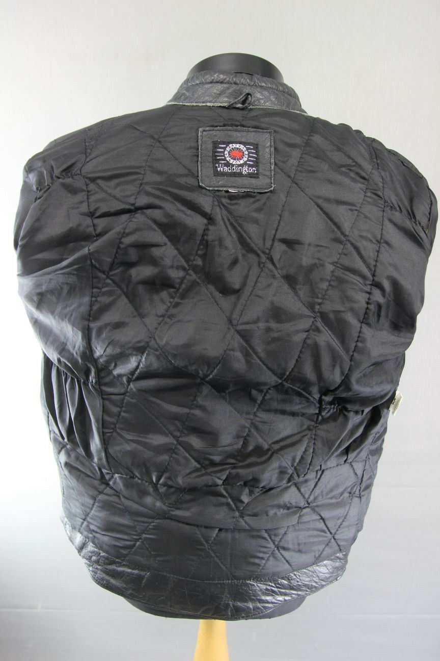 CLASSIC WADDINGTON BLACK LEATHER BIKER JACKET 40 INCH