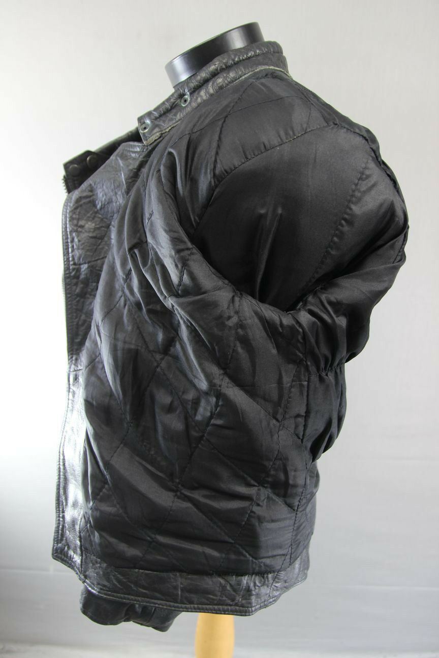 CLASSIC WADDINGTON BLACK LEATHER BIKER JACKET 40 INCH