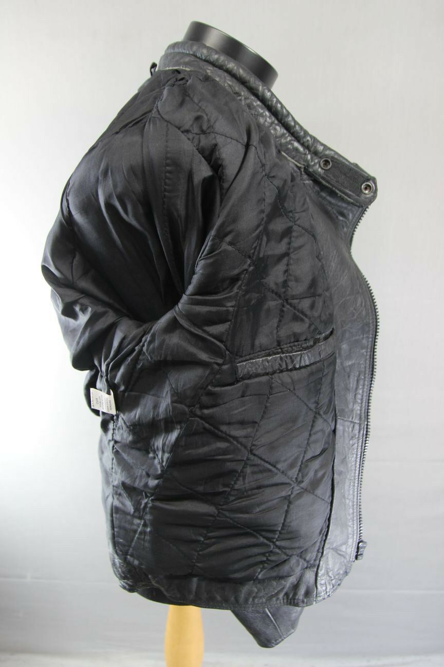 CLASSIC WADDINGTON BLACK LEATHER BIKER JACKET 40 INCH