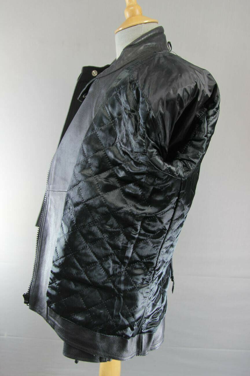 CLASSIC GEAR X BLACK LEATHER BIKER JACKET WITH REMOVABLE CE ARMOUR 38 INCH