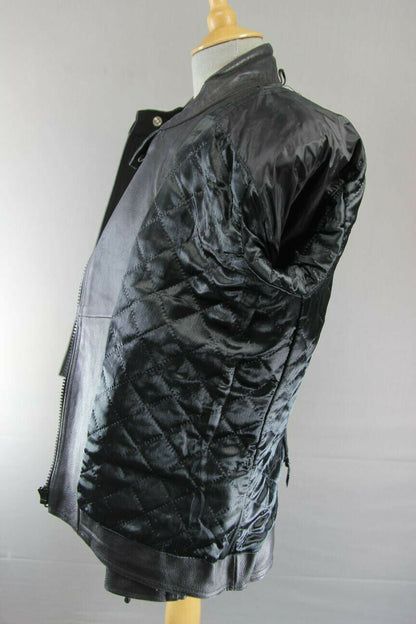 CLASSIC GEAR X BLACK LEATHER BIKER JACKET WITH REMOVABLE CE ARMOUR 38 INCH