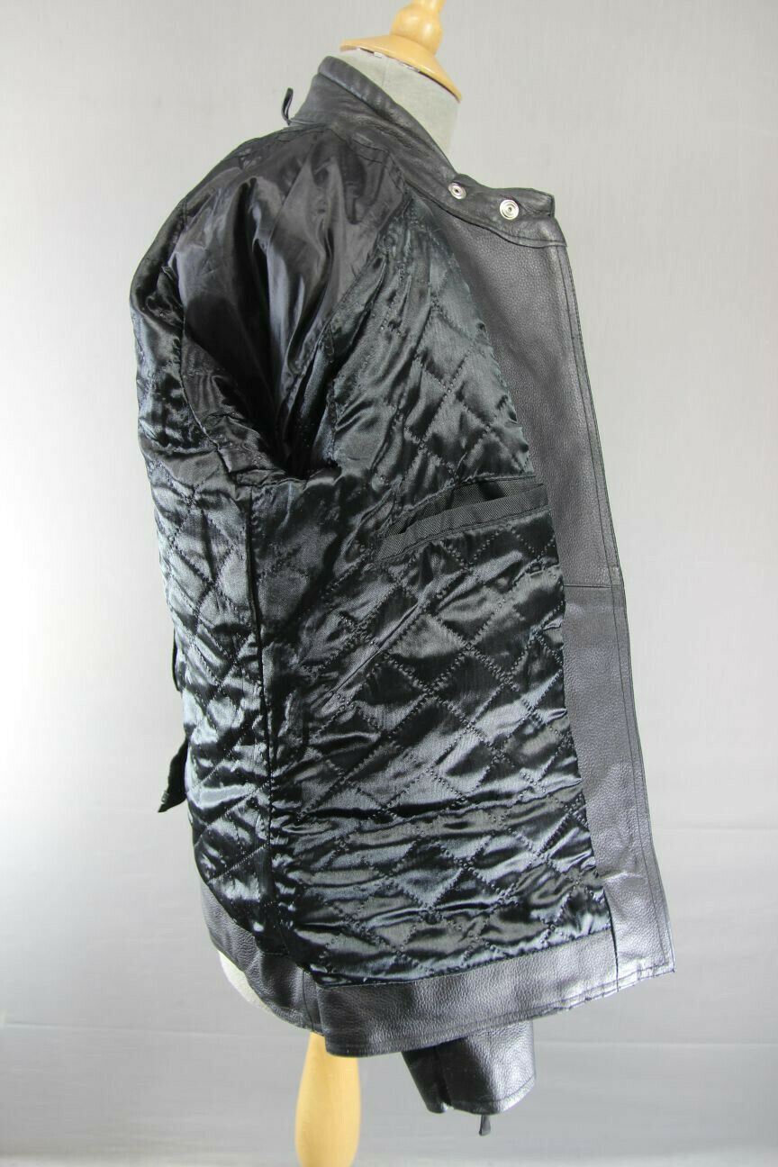 CLASSIC GEAR X BLACK LEATHER BIKER JACKET WITH REMOVABLE CE ARMOUR 38 INCH