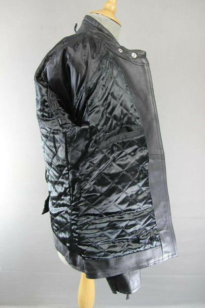 CLASSIC GEAR X BLACK LEATHER BIKER JACKET WITH REMOVABLE CE ARMOUR 38 INCH