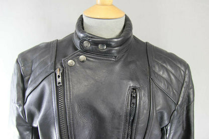 CLASSIC BLACK DYNAMIC COWHIDE LEATHER BIKER JACKET 38 INCH