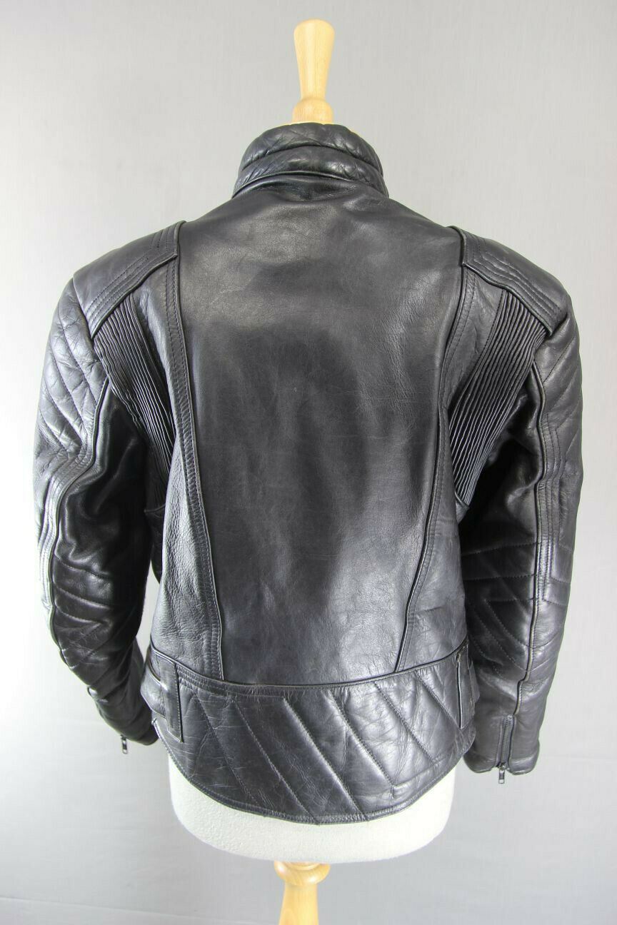CLASSIC BLACK DYNAMIC COWHIDE LEATHER BIKER JACKET 38 INCH