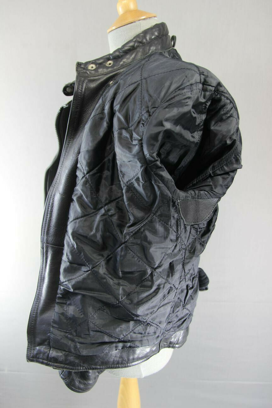 CLASSIC BLACK DYNAMIC COWHIDE LEATHER BIKER JACKET 38 INCH