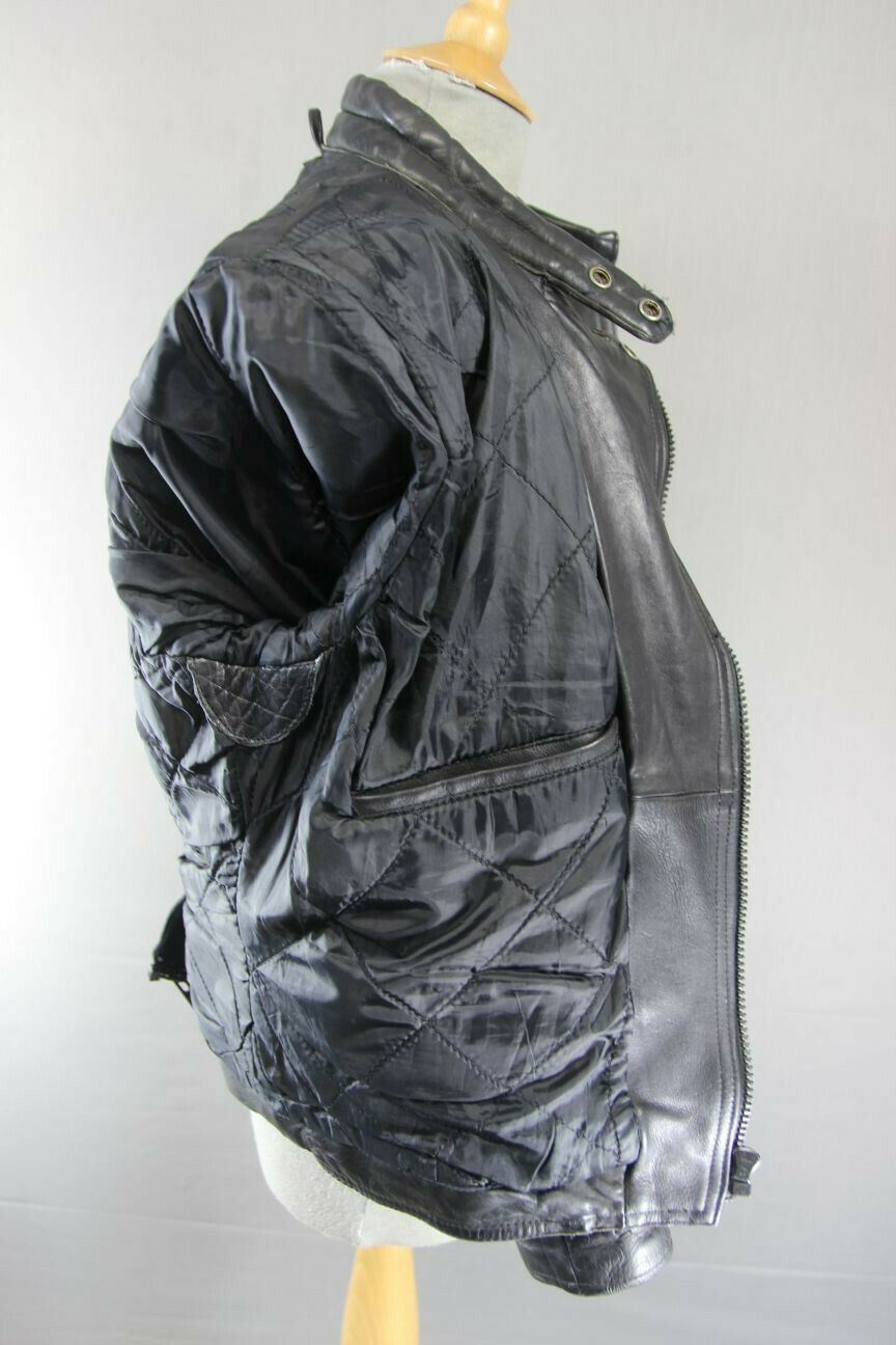 CLASSIC BLACK DYNAMIC COWHIDE LEATHER BIKER JACKET 38 INCH