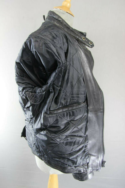 CLASSIC BLACK DYNAMIC COWHIDE LEATHER BIKER JACKET 38 INCH