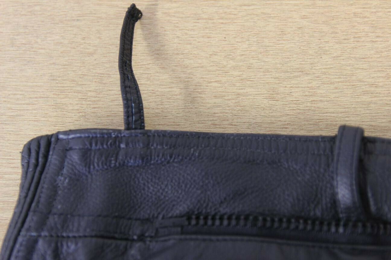 BIKER'S GEARBOX BLACK HIDE LEATHER TROUSERS SIZE 14 (SHORT): WAIST 28/I. LEG 27"